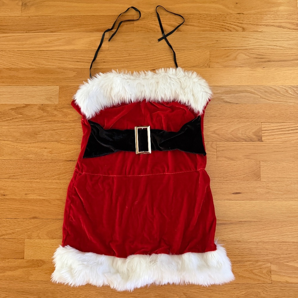 Sexy Mrs Claus Costume Mini Dress with Flashing LED Lights Size XL